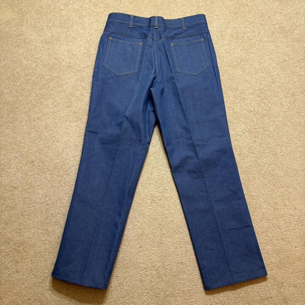 Vtg 1970s Raw Denim Blue Jeans Mens Fit 34x31 Blue Straight Leg Pants - Picture 2 of 13